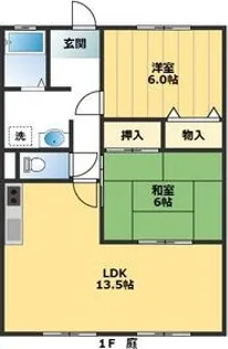 ガーデンロイヤルB【1階】の間取り
