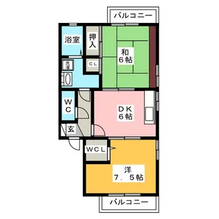 ヴィルヌーブ【2階】の間取り