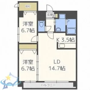 メゾンハマナス【4階】の間取り
