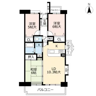 URアーベインルネス貝塚【8階】の間取り