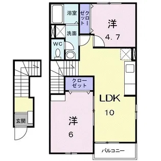 アンソレイエII【2階】の間取り