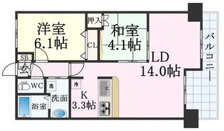 レジディア三宮東【15階】の間取り