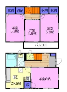 栃木県宇都宮市今宮3【一戸建】の間取り