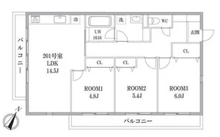 ラブレアコート【2階】の間取り