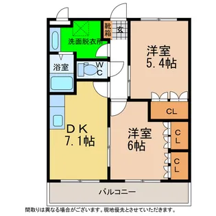 徳島県阿南市羽ノ浦町中庄高田原【アパート】の間取り