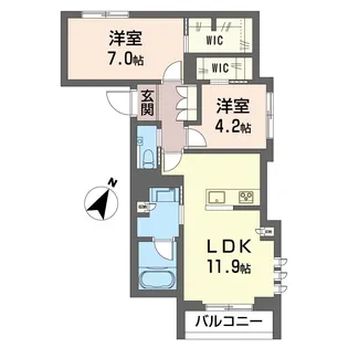 2LDKの間取り画像