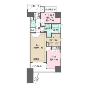 東京都新宿区若松町【マンション】の間取り