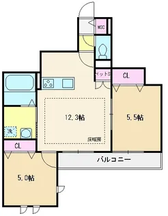 グリーンリーブズ稲荷山【1階】の間取り