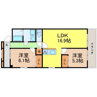 愛知県名古屋市中区新栄3【マンション】の間取り