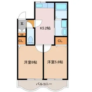 和マンション【2階】の間取り