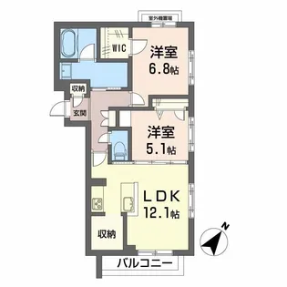 レフィシア津倉【2階】の間取り