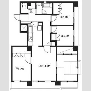 ロイヤルヒルズ台原I【4階】の間取り