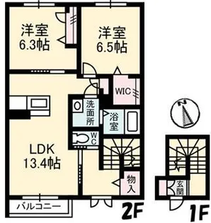 エスポワール鷹子【2階】の間取り