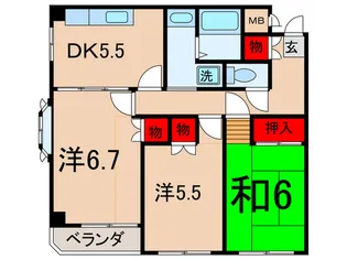 パレス・フォンテ-ン【2階】の間取り