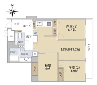 アルザ泉大津グリーンタワー【18階】の間取り