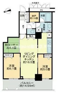 ローレルコート難波【15階】の間取り