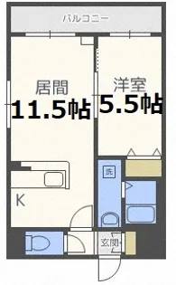 フェリス本通14A【2階】の間取り