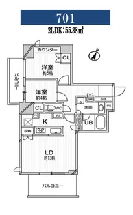 ドゥーエ大宮【7階】の間取り