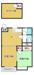 コーポリバーサイド【2階】の間取り