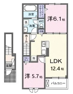 プロスペリテV B棟【2階】の間取り
