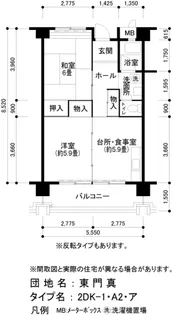 UR東門真【2階】の間取り