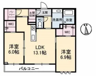 ニューマルセリーノ A棟【2階】の間取り