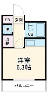 ワンルームハニー【2階】の間取り