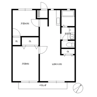 コーポエスポアール【2階】の間取り