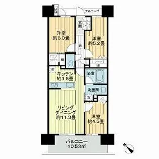 サーパス春日部南レジデンス【6階】の間取り