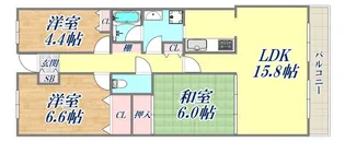 ベルフルール耕土【3階】の間取り