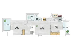 BAUHAUS平野町 No.29【6階】の間取り