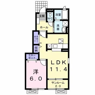 ブライトガーデンB【1階】の間取り