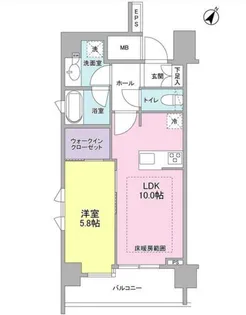 リヴェール赤坂【6階】の間取り