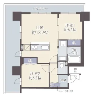 大阪府大阪市福島区鷺洲3【マンション】の間取り