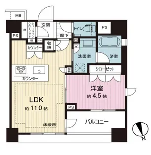 アデニウム東京八丁堀【4階】の間取り