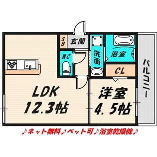 ル ポルト ボヌール【2階】の間取り