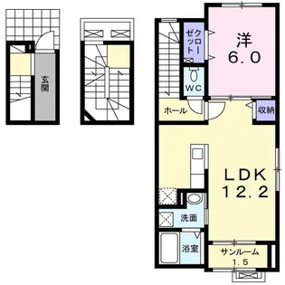 プロムナード 万代【3階】の間取り