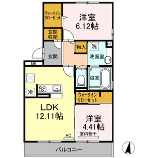 レジデンス富の原【1階】の間取り