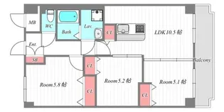 エクセラート高井田【4階】の間取り
