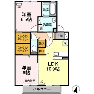ラ・えっこ・カルム/ラ・雪乃・ミミ A棟【2階】の間取り
