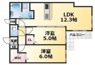 ワコーレヴィータKOBE湊川【1階】の間取り