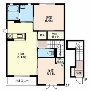 パーシモン黒屋 B【2階】の間取り