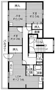 ビレッジハウス春光3号棟【3階】の間取り