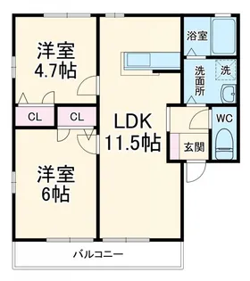 グランシャリオB【2階】の間取り