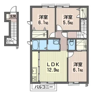 リシェスI【2階】の間取り