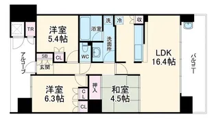 ロイヤルアーク花水都OSAKA【14階】の間取り