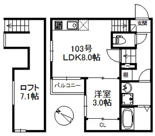 ウィンクルム・CREST 676【1階】の間取り