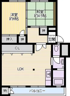 千里竹見台公社A棟(エレベーター無し)【5階】の間取り