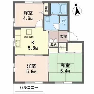 ディアスコートA【1階】の間取り