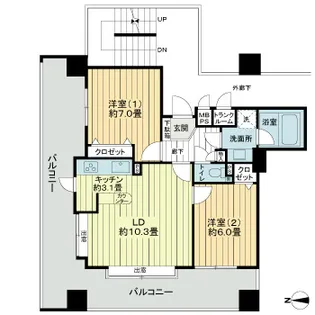 ライオンズヴィアーレ青葉通【8階】の間取り